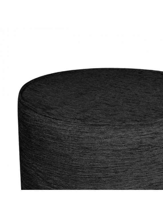 Wooden Fabric Sitting Stool For Living Room (14"X 14"X 18") Stainless Steel Legs - Black