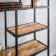 ANGEL FURNITURE Slim Line Black Frame Metallic Bookshelf with Rough Mango Wood Shelves (Medium)