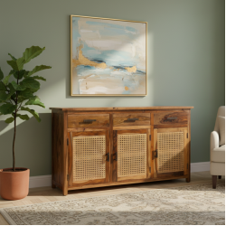 Corydon Sheesham Wood Sideboard Cane