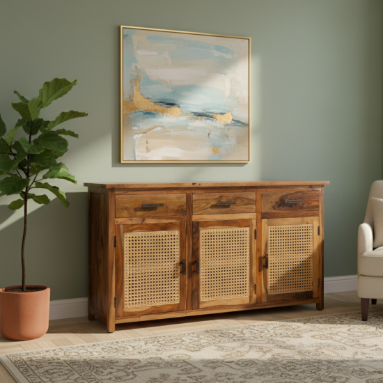 Corydon Sheesham Wood Sideboard Cane Corydon Sheesham Wood Sideboard Cane