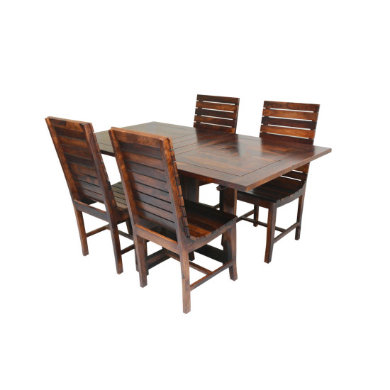 Modish Solid Sheesham Wood Four Seater Dining Table Set (Teak Finish) Folding Dining Table