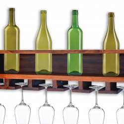 Wall Mounting Sheesham Wood Wine Rack - Honey Finish