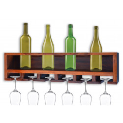 Wall Mounting Sheesham Wood Wine Rack - Honey Finish