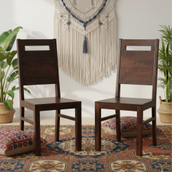 Everson Sheesham Wood dinning chair (Set of 2) In Walnut Finish