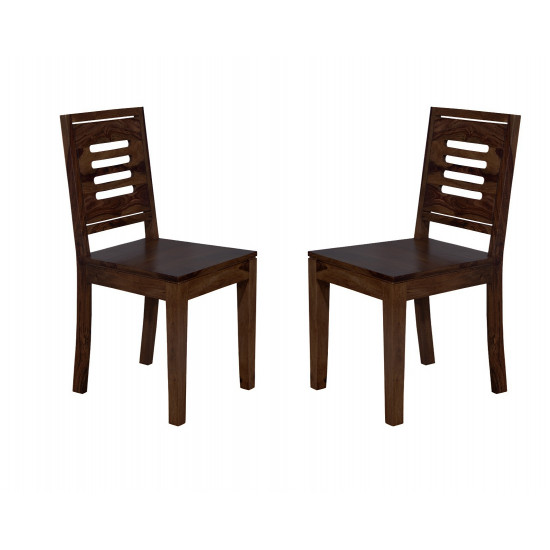 Angel's Kitchener Solid Sheesham Wood Dining Chairs Set of 2 In Walnut Finish