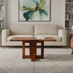 Foldable Coffee Table (Honey Finish) Plain Top