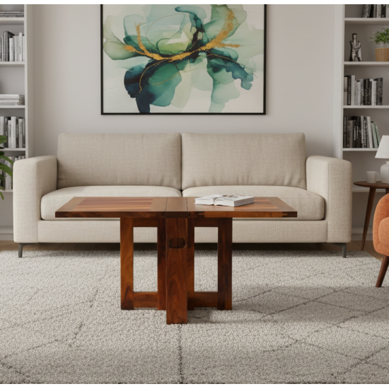Foldable Coffee Table (Honey Finish) Plain Top
