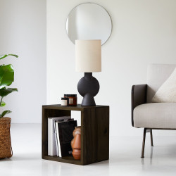 Solid Sheesham Wood Cubic End Table (Honey)