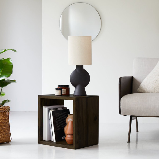 Solid Sheesham Wood Cubic End Table (Honey) Solid Sheesham Wood Cubic End Table (Honey)