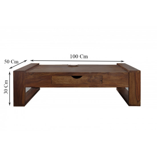 Riverton Solid Sheesham Wood Coffee table with drawer in Walnut Finish