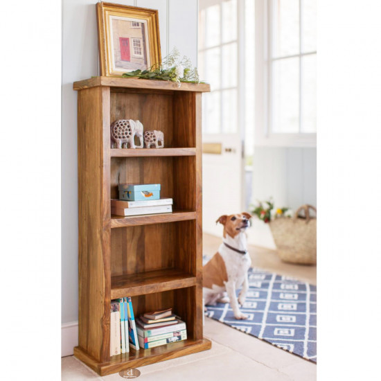Space Saver Simply Designed Sheesham Wood Bookshelf (Honey)
