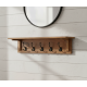 Solid Sheesham Wood floating Wall Mounted Shelf With Coat Hook (Honey Finish)