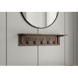 Solid Sheesham Wood floating Wall Mounted Shelf With Coat Hook (Walnut Finish)