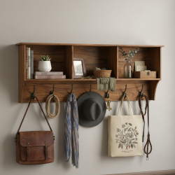 Sheesham Wood Wall Hanging Storage Shelf (Honey)