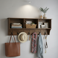 Sheesham Wood Wall Hanging Storage Shelf (Walnut)