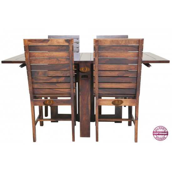 Modish Solid Sheesham Wood Four Seater Dining Table Set (Teak Finish) Folding Dining Table