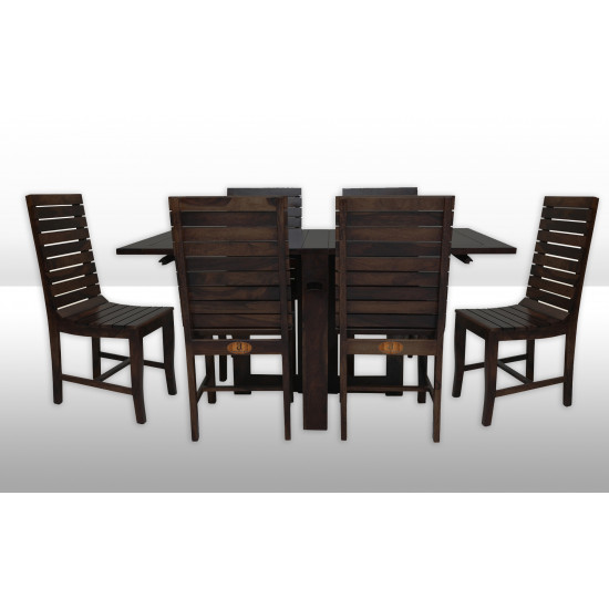 Modish Sheesham Wood Six Seater Dining Table Set (Walnut Finish)