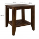 Clydebank Carved net Side Table in Walnut Finish