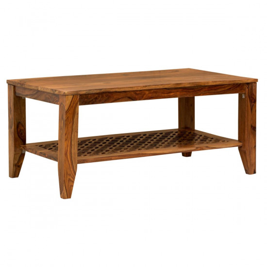 Kansas Carved net Coffee Table in Honey Finish