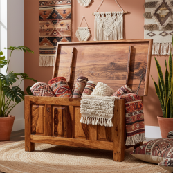 Florence storage blanket box in honey finish