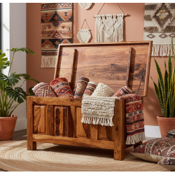 Florence storage blanket box in honey finish