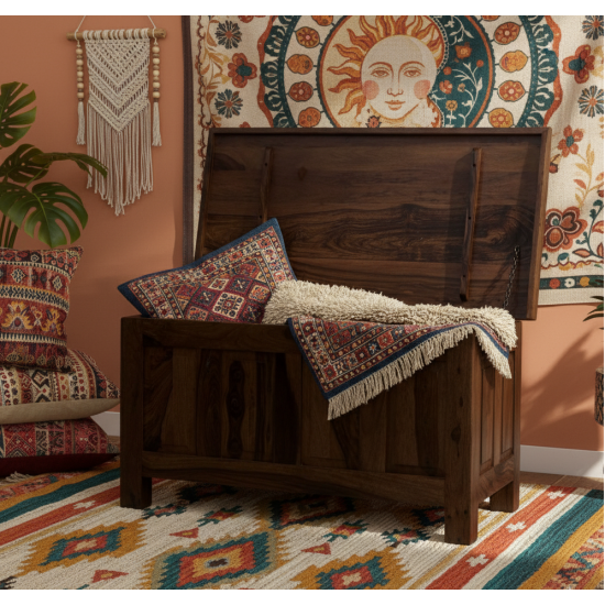 Florence storage blanket box in walnut finish