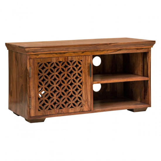 Nibley carved net tv unit in honey finish Nibley carved net tv unit in honey finish