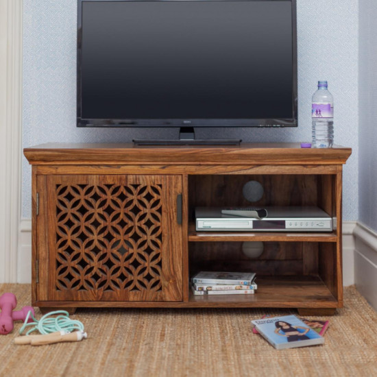 Nibley carved net tv unit in honey finish Nibley carved net tv unit in honey finish