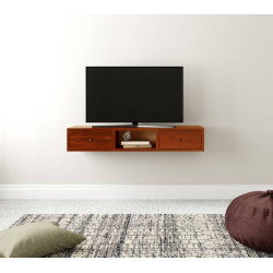 Lublin wallshelf | tv unit with two drawer in Honey finish