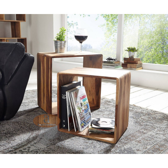 Hamilton Nested Cube - Side Table Honey Finish