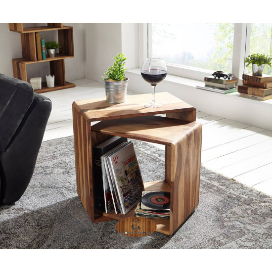 Hamilton Nested Cube - Side Table Honey Finish