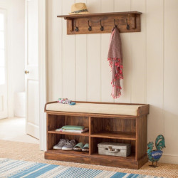 Hallway Shoerack Open Storage Seat in honey finish