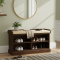 Hallway Shoerack Open Storage Seat in Walnut finish