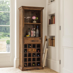 Tallboy Storage Wine rack | Bar Cabinet | Bar Unit in Honey Finish