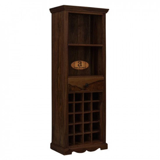 Tallboy Storage Wine rack | Bar Cabinet | Bar Unit in Walnut Finish