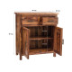 Lowboy storage cabinet with two drawer in honey finish