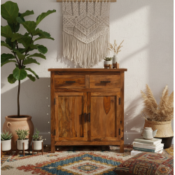 Lowboy storage cabinet honey finish