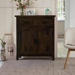 Lowboy storage cabinet walnut finish