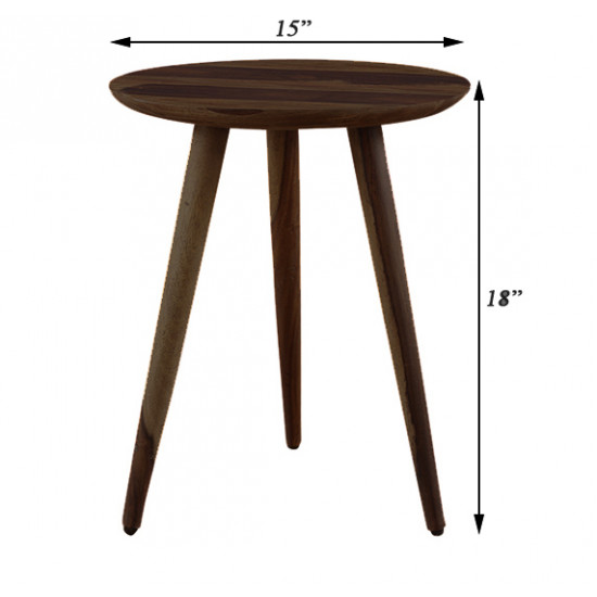 Solid Sheesham Wood Tripod End Table | Stool | Side Table | Corner Table | Sofa Side Table (Walnut)