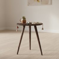 Angel's Solid Sheesham Wood Tripod End Table | Stool | Side Table