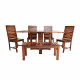 Stripped Design Four Seater Dining Set With Foldable Dining Table in Honey Finish