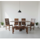 Stripped Design Six Seater Dining Set With Foldable Dining Table In Honey Finish Stripped Design Six Seater Dining Set With Foldable Dining Table In Honey Finish
