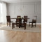 Stripped Design Six Seater Dining Set With Foldable Dining Table In Walnut Finish