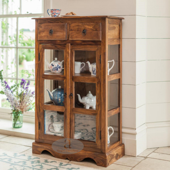 Solid Sheesham Kitchen Crockery Cabinet in honey finish Solid Sheesham Kitchen Crockery Cabinet in honey finish