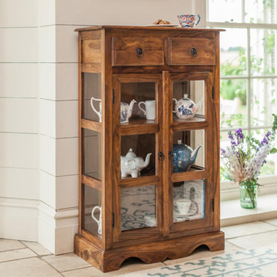 Sheesham Wood Kitchen Crockery Cabinet in Honey Finish