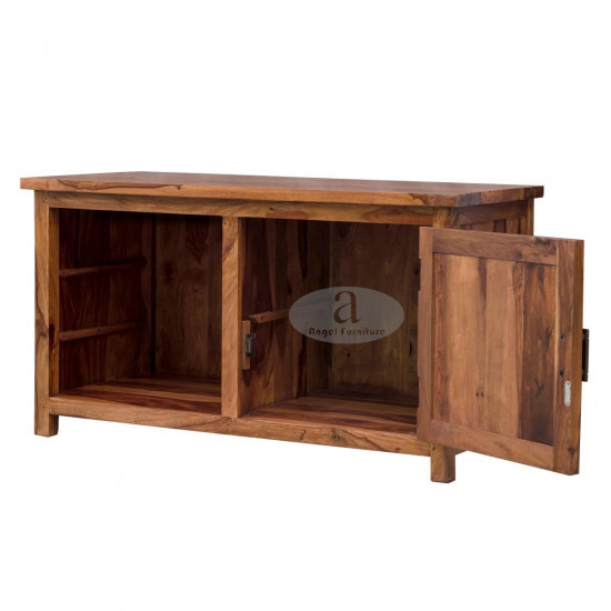 Columbus Wide Screen Tv unit with cabinet in honey finish