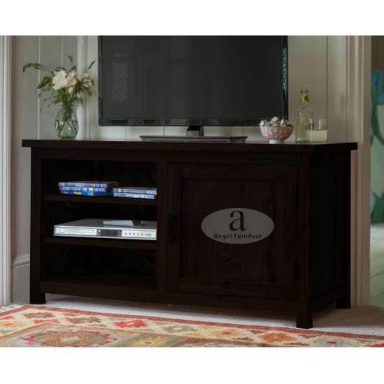 Columbus Wide Screen Tv unit with cabinet in Walnut finish