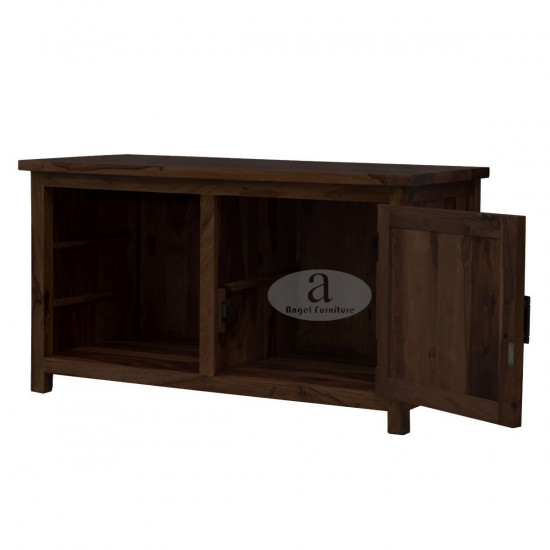 Columbus Wide Screen Tv unit with cabinet in Walnut finish