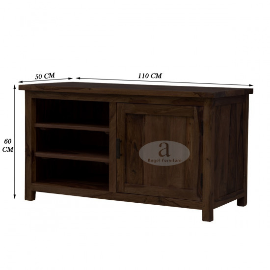 Columbus Wide Screen Tv unit with cabinet in Walnut finish