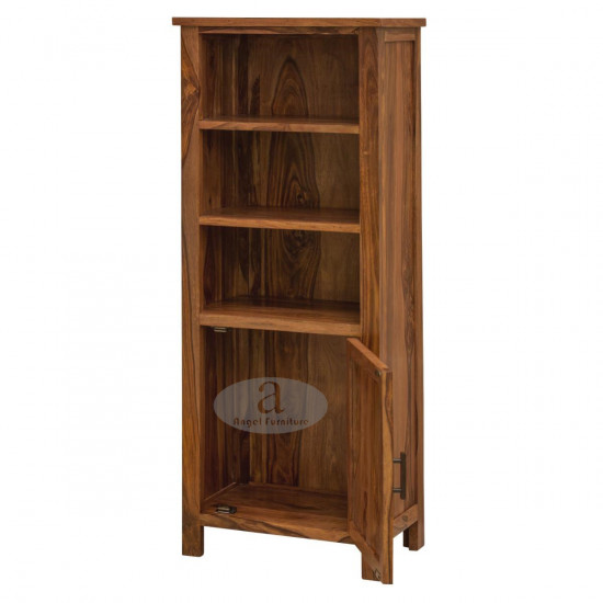 Tallboy Solid Sheesham Wood Bookshelf in Honey Finish